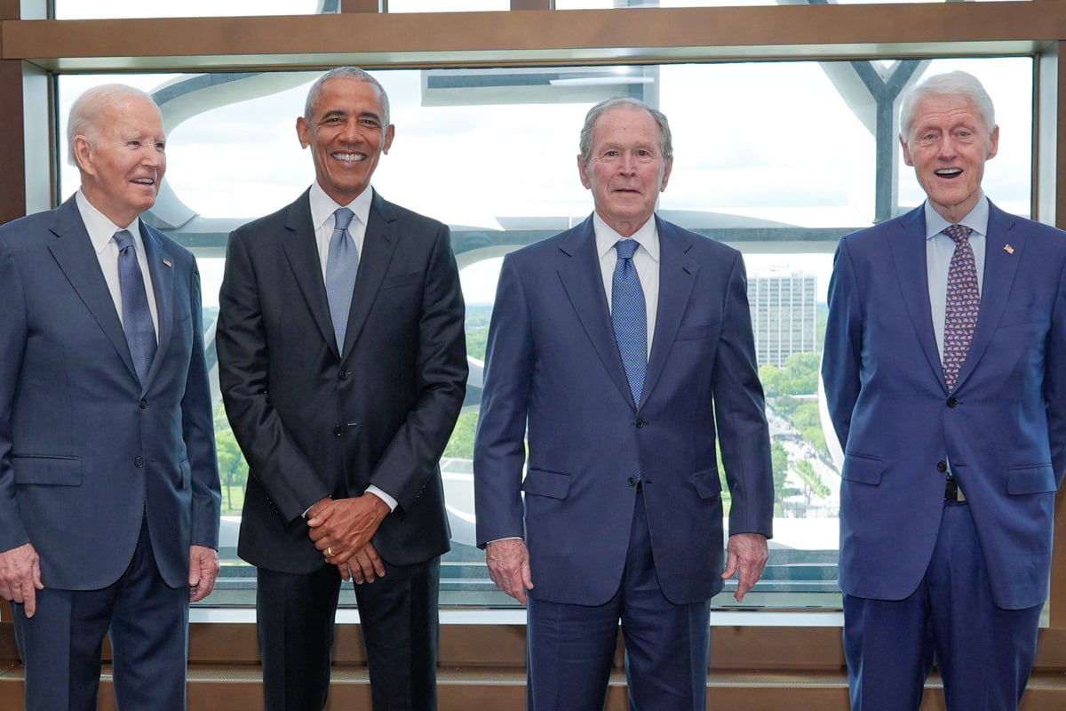 Former presidents step out for Obama Center opening – with Trump noticeably absent