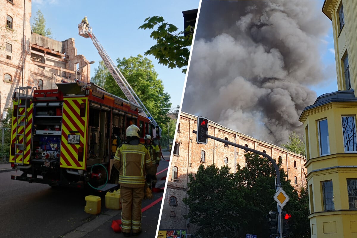 Dicke Rauchwolken über Dresden: Ehemalige Malzfabrik erneut in Flammen!