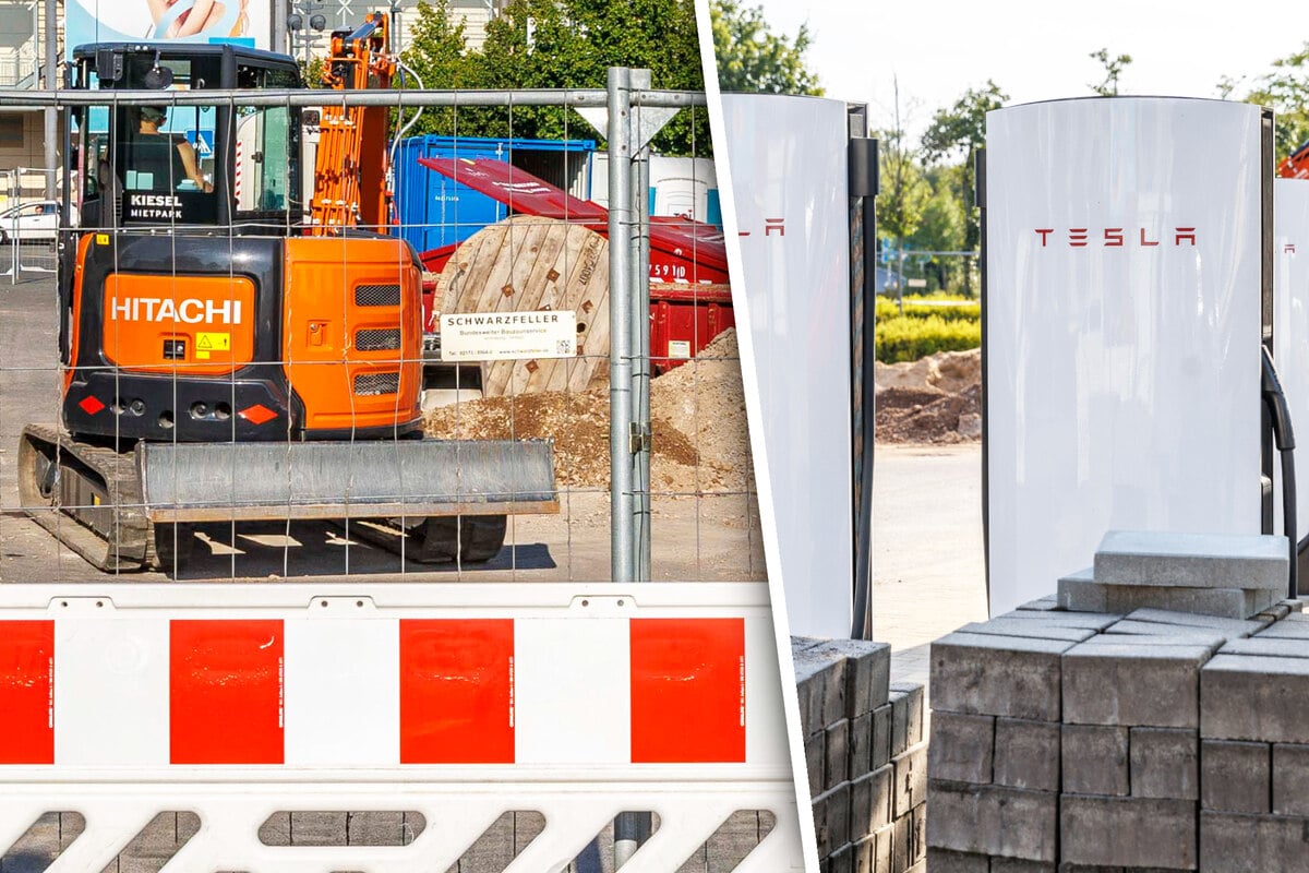 Bauarbeiten in Dresden: Hier stehen die ersten Tesla-Supercharger