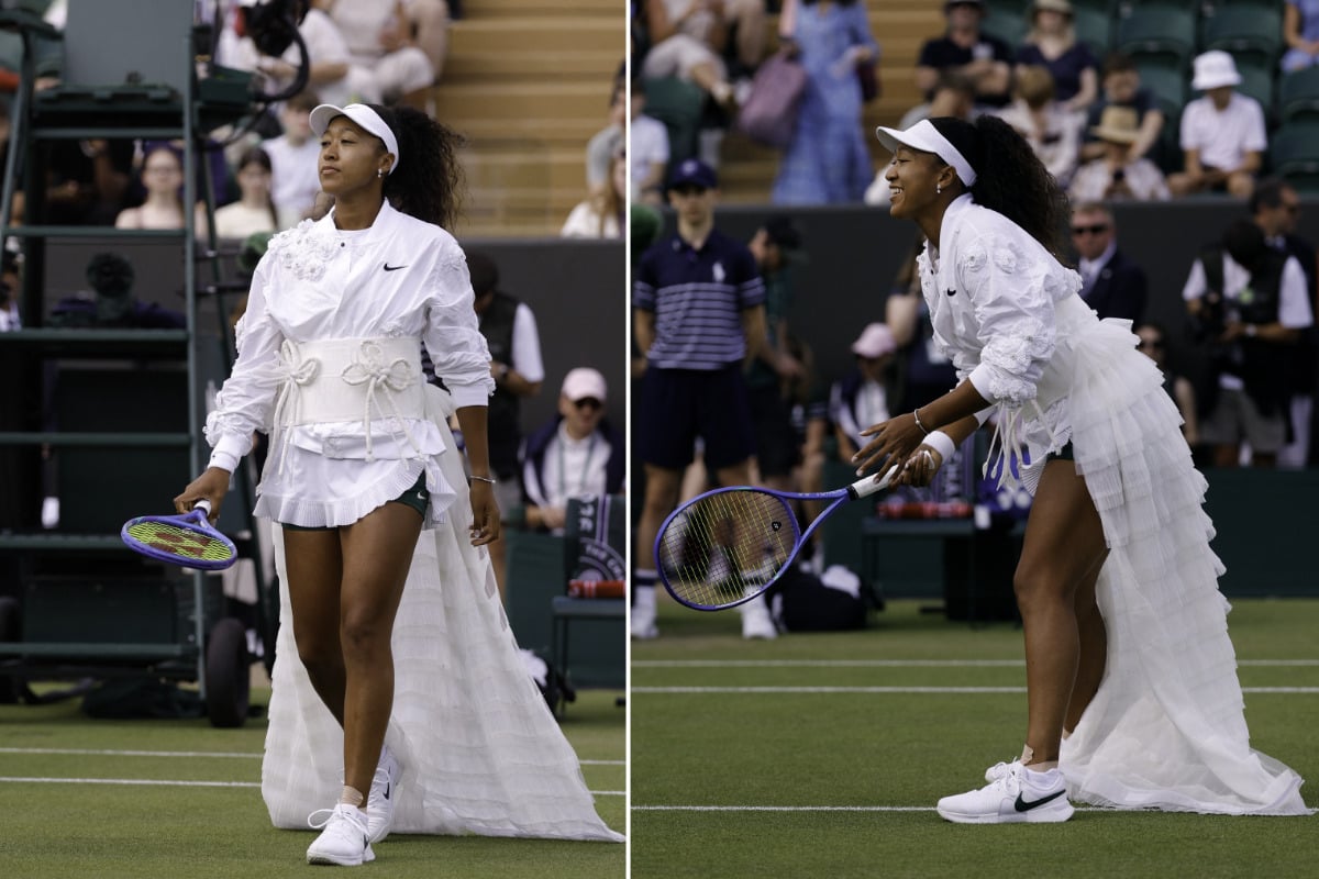 Naomi Osaka serves up latest bold fashion statement as she breezes through Wimbledon round two