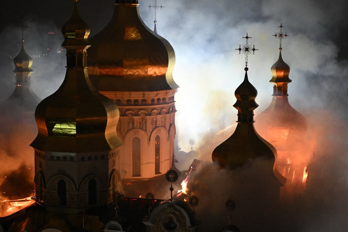 Deadly strikes on Ukraine kill nine and leave massive Kyiv cathedral in flames