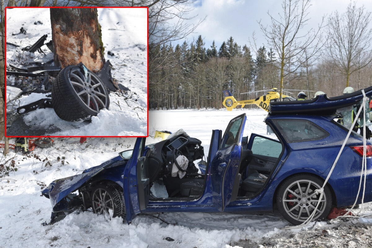 Heftiger Baum-Crash im Erzgebirge: Zwei Schwerverletzte!