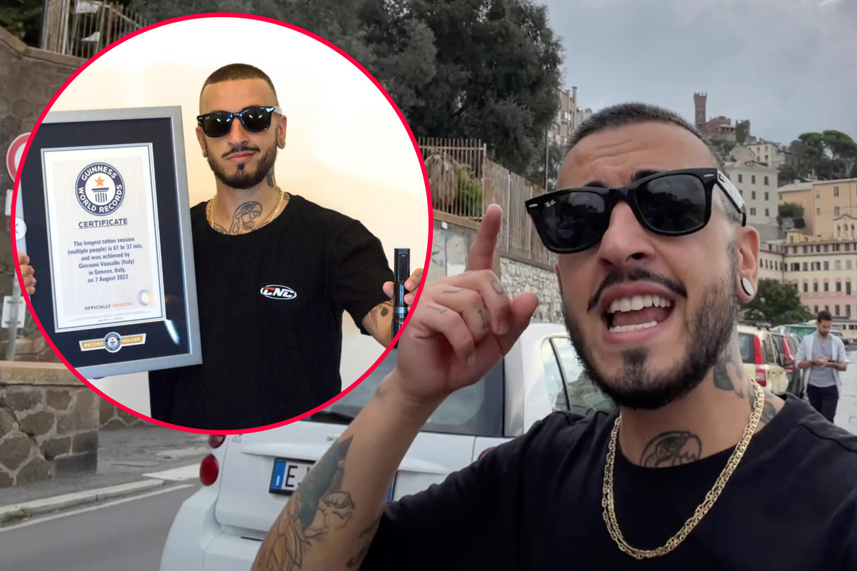 Italian tattooist completes longest tattoo session in history