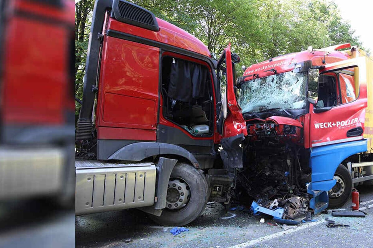 drama auf der b97 laster stossen frontal zusammen lkw fahrer stirbt noch am unfallort tag24