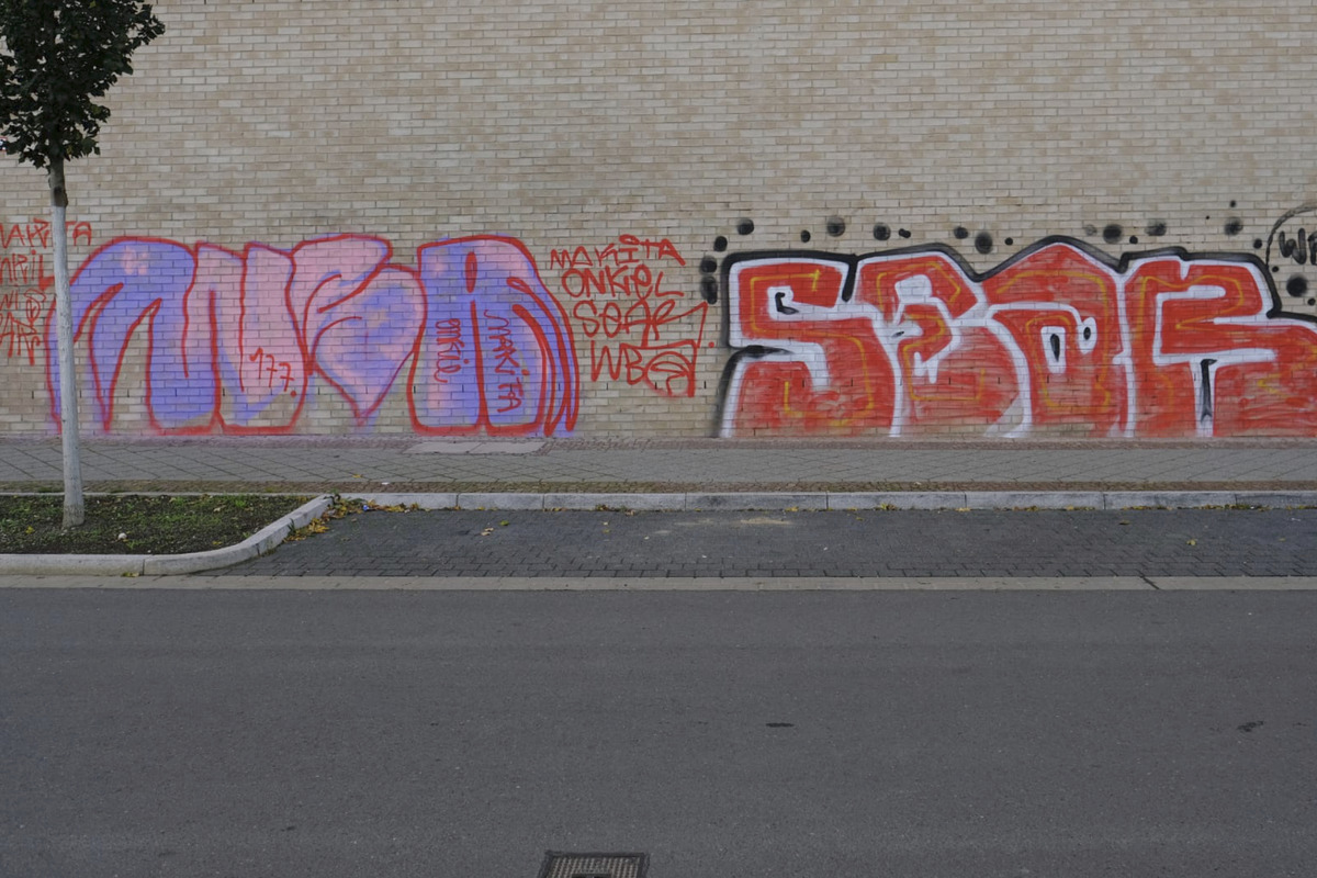 RiesenGraffiti an Leipziger Grundschule gesprüht