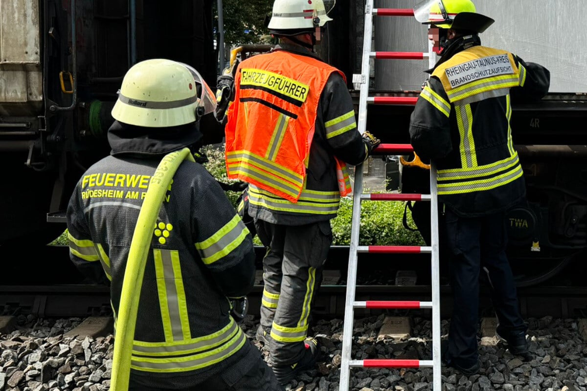 Alarm im Rheingau: Güterzug fängt Feuer und löst mehrere Brände aus