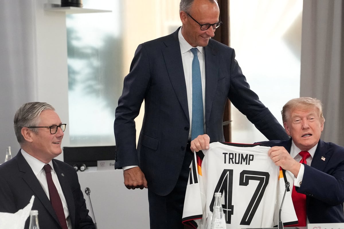 Trump gifted German soccer jersey from Chancellor Merz: "We're on the same team"