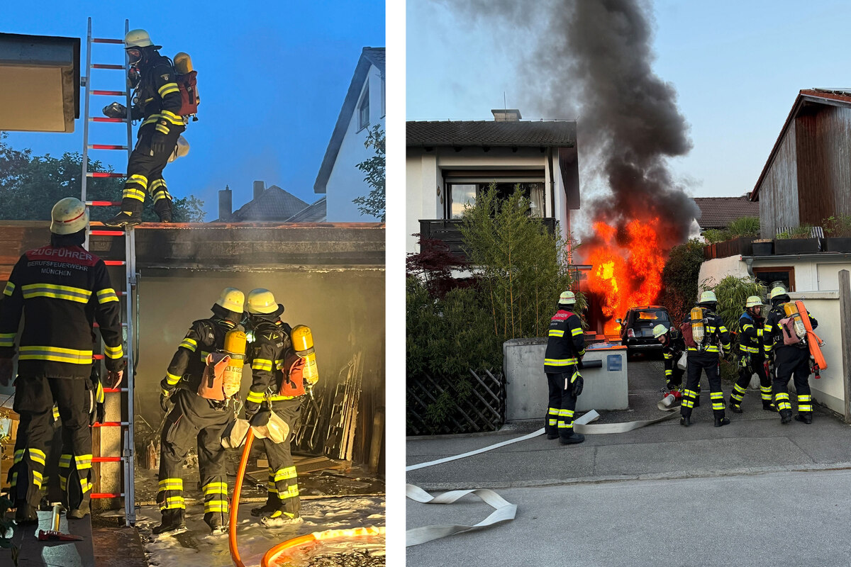 Garage in Untermenzing in Flammen: Münchner Feuerwehr verhindert Schlimmeres