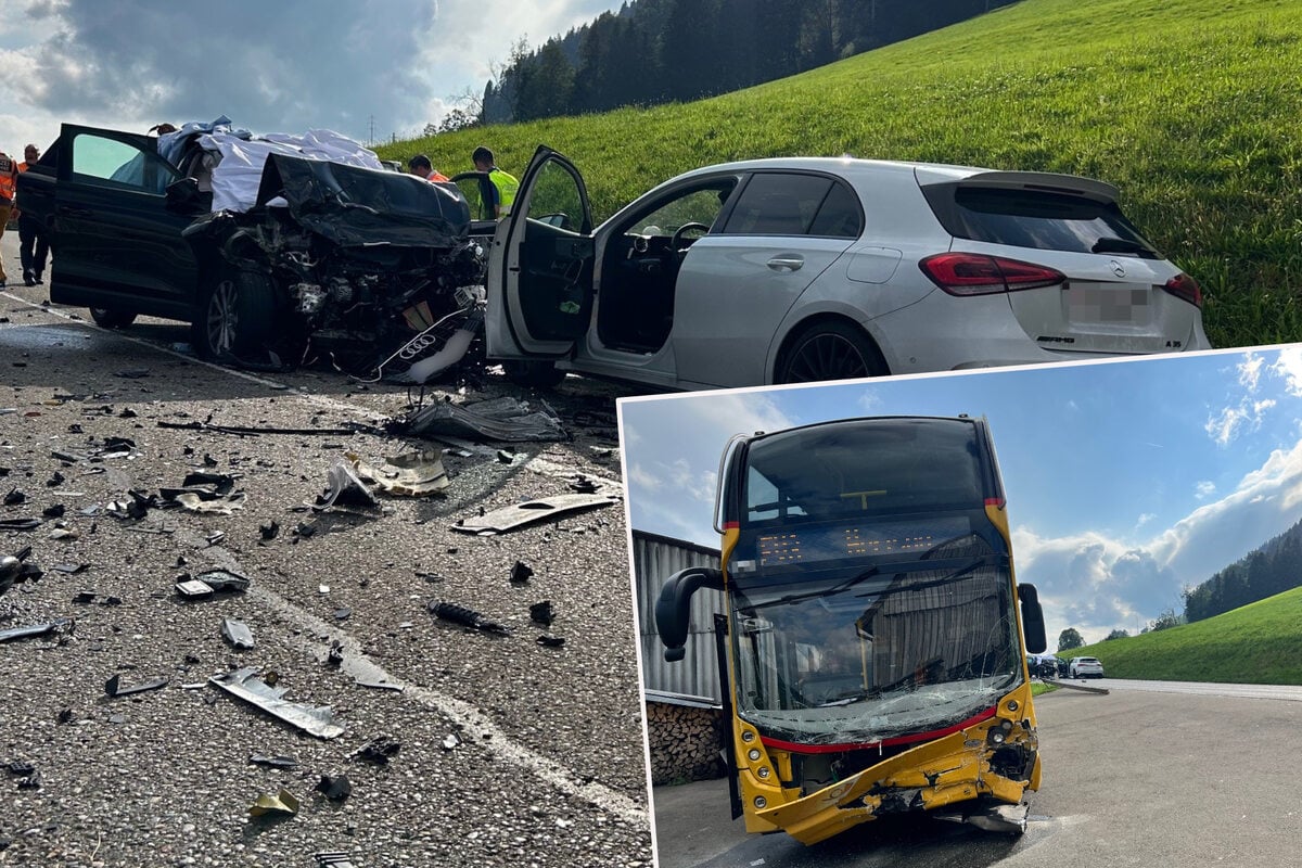 Postbus und Auto kollidieren in der Schweiz: Drei Deutsche sterben, darunter ein Kind