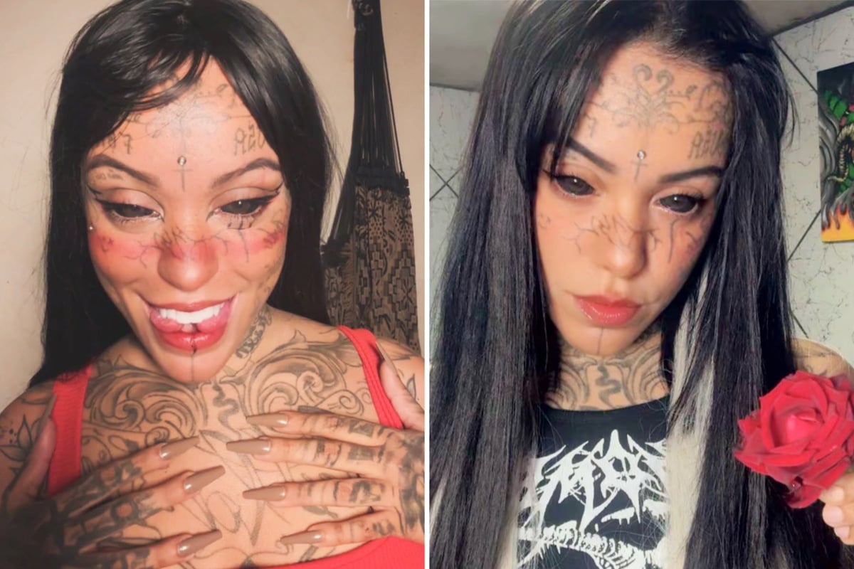 Tattoo addict can only see in black and white after inking her eyeballs!