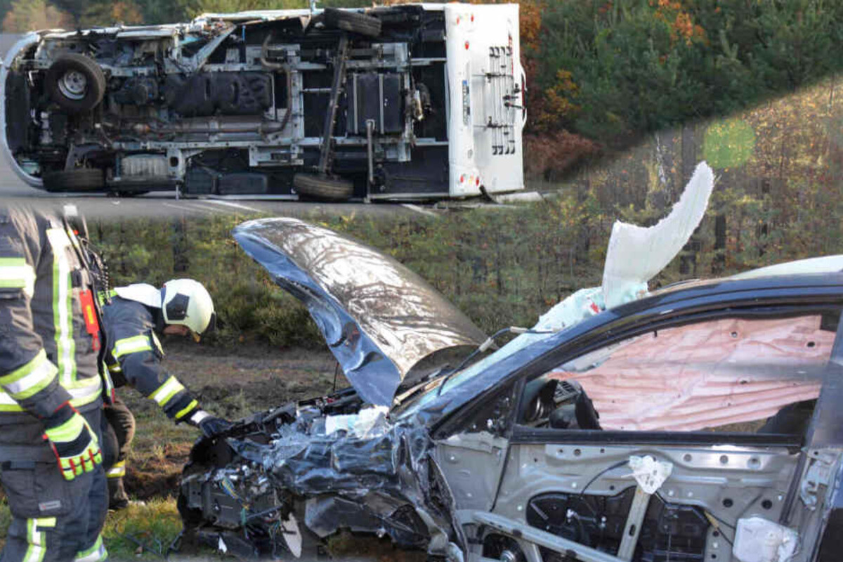 Heftiger Unfall Bei Hoyerswerda Wohnmobil Landet Auf Der Seite Tag24