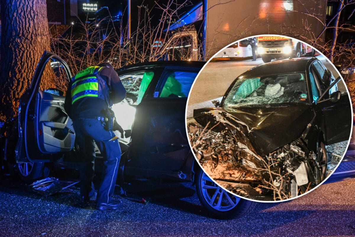 Lebensgefahr! Junge Frau flüchtet vor der Polizei und kracht gegen Baum