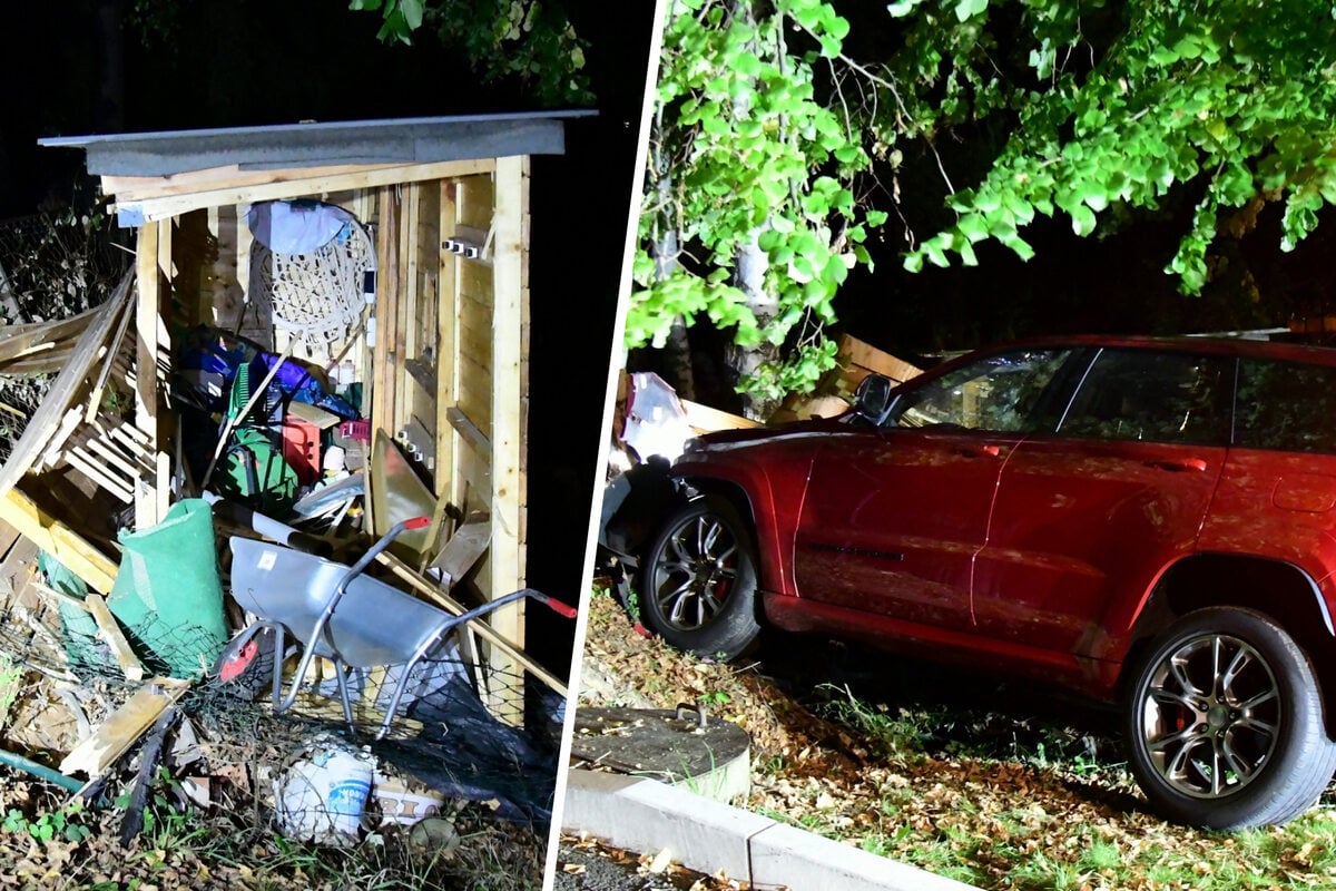 Irrer-Fluchtversuch-Zugedr-hnter-Mann-donnert-mit-gestohlenem-Jeep-in-Holzschuppen