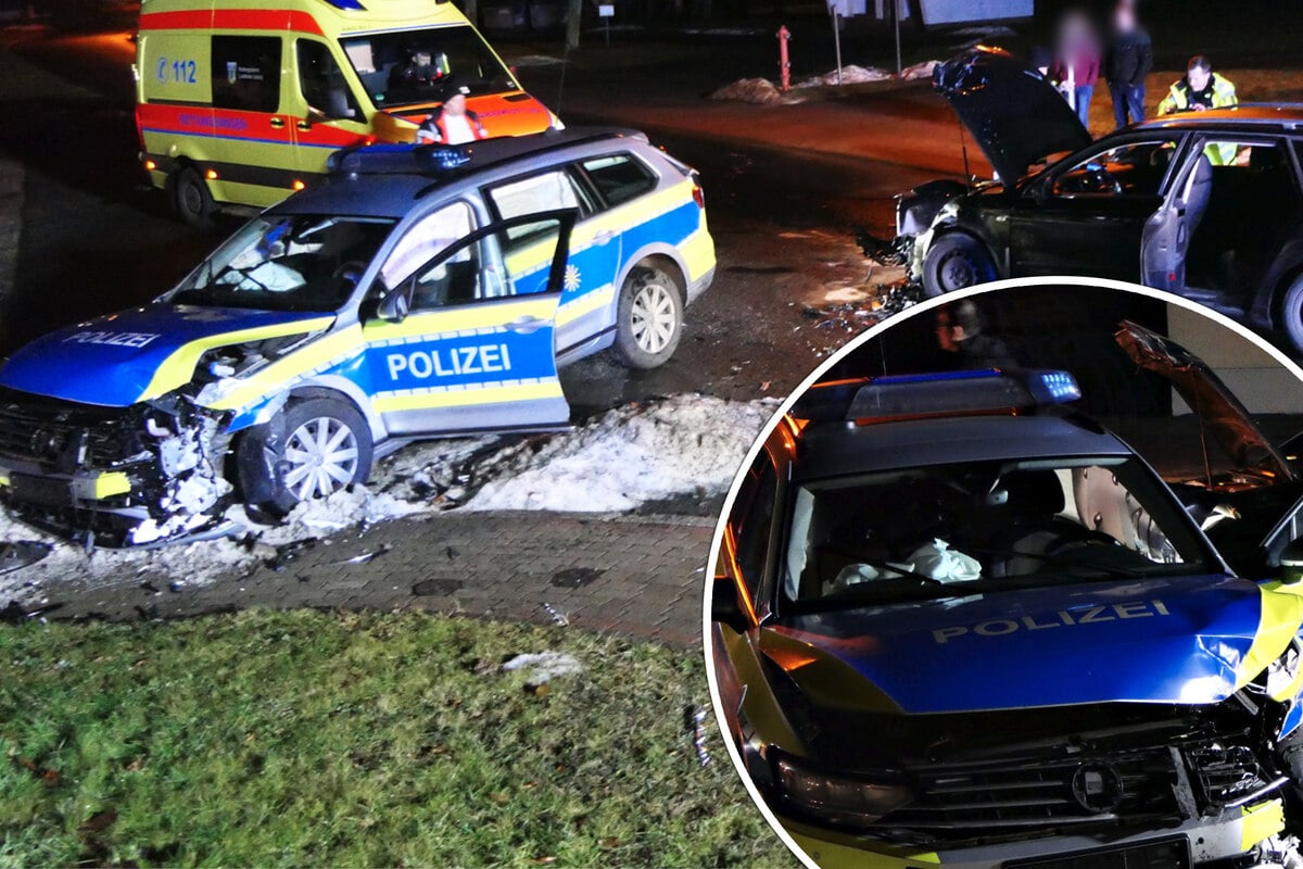 Drei Verletzte: 32-Jähriger flieht vor Polizei und kracht in Streifenwagen