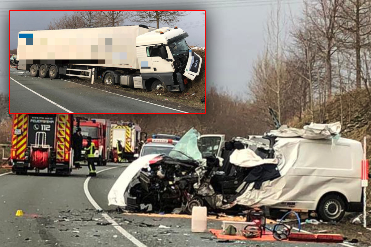 Horror-Unfall Im Erzgebirge: Transporter Kracht Frontal Mit Laster Zusammen