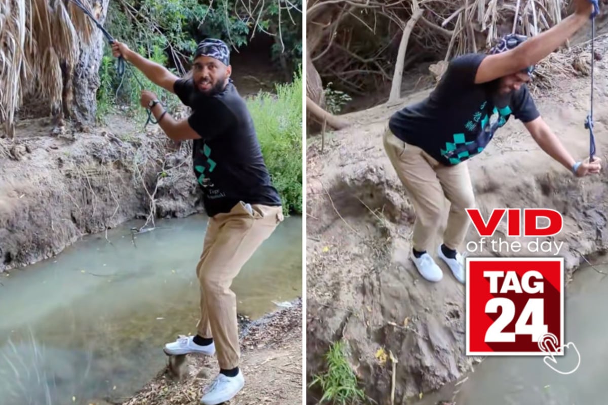 Viral Video of the Day for June 26, 2026: Man tries to cross "crikey-infested" waters – and instantly regrets it!