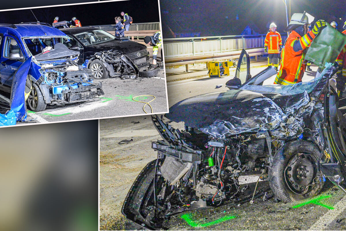 Frontalcrash-auf-Bundesstra-e-Mehrere-Autos-involviert-drei-Schwerverletzte