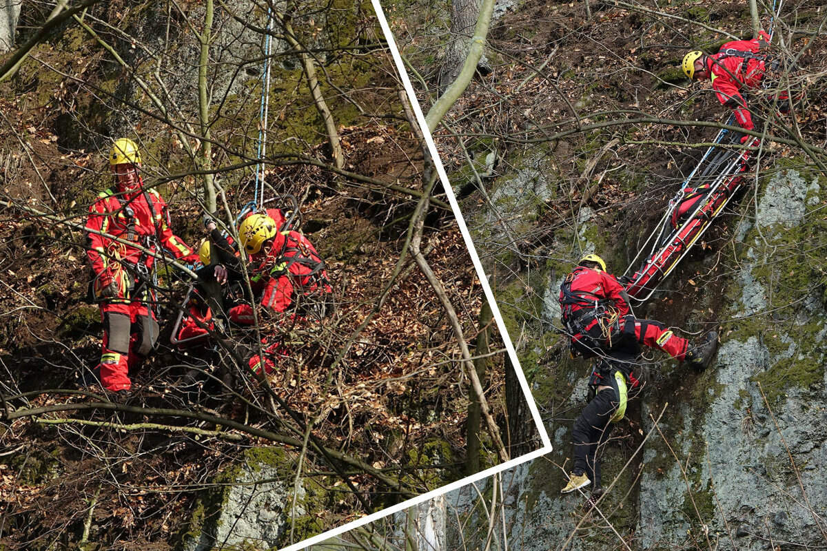 Bad luck at Easter: Cyclists tumble down the slope in Freital, height rescue on duty!