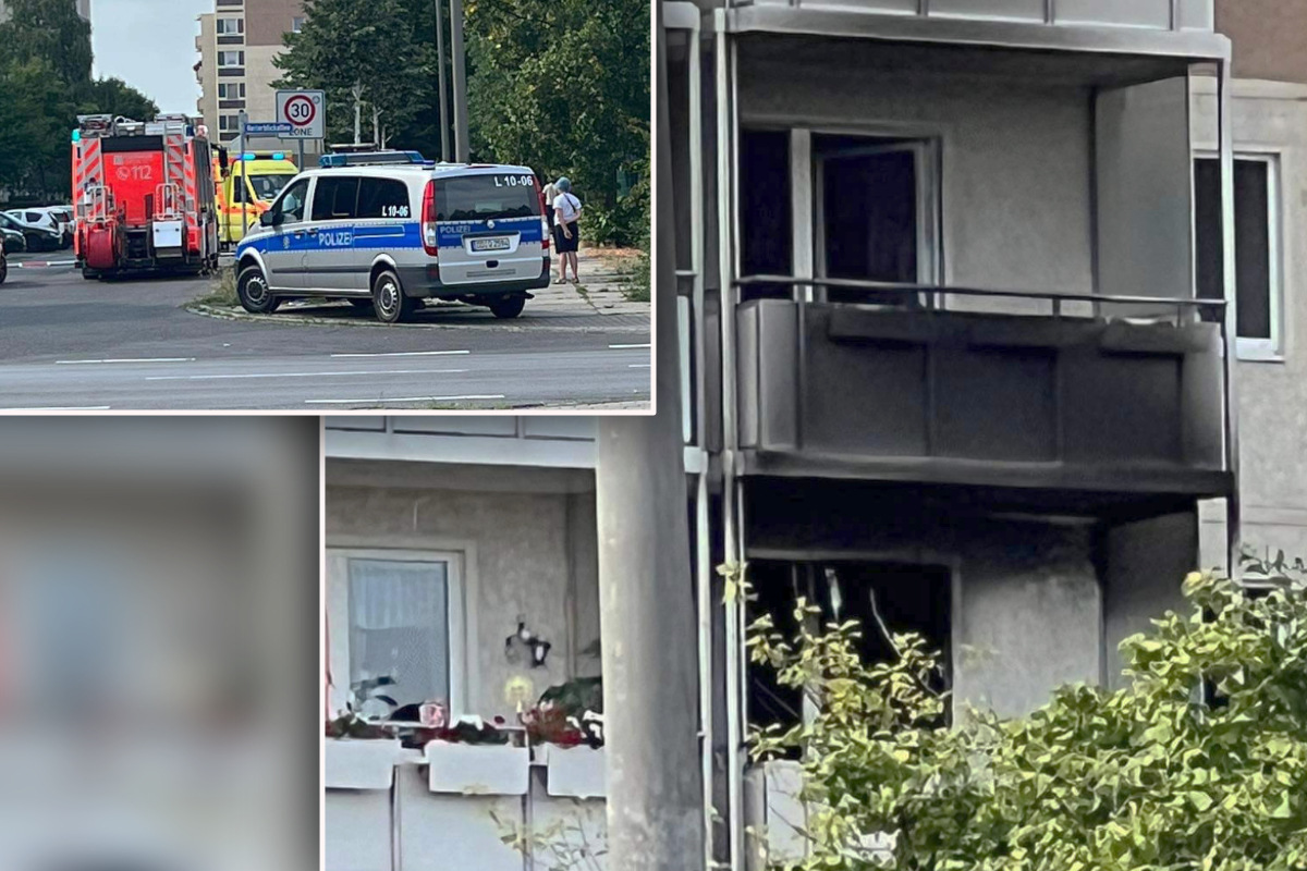 Feuerwehr findet Bewusstlosen in brennender Wohnung in Leipzig