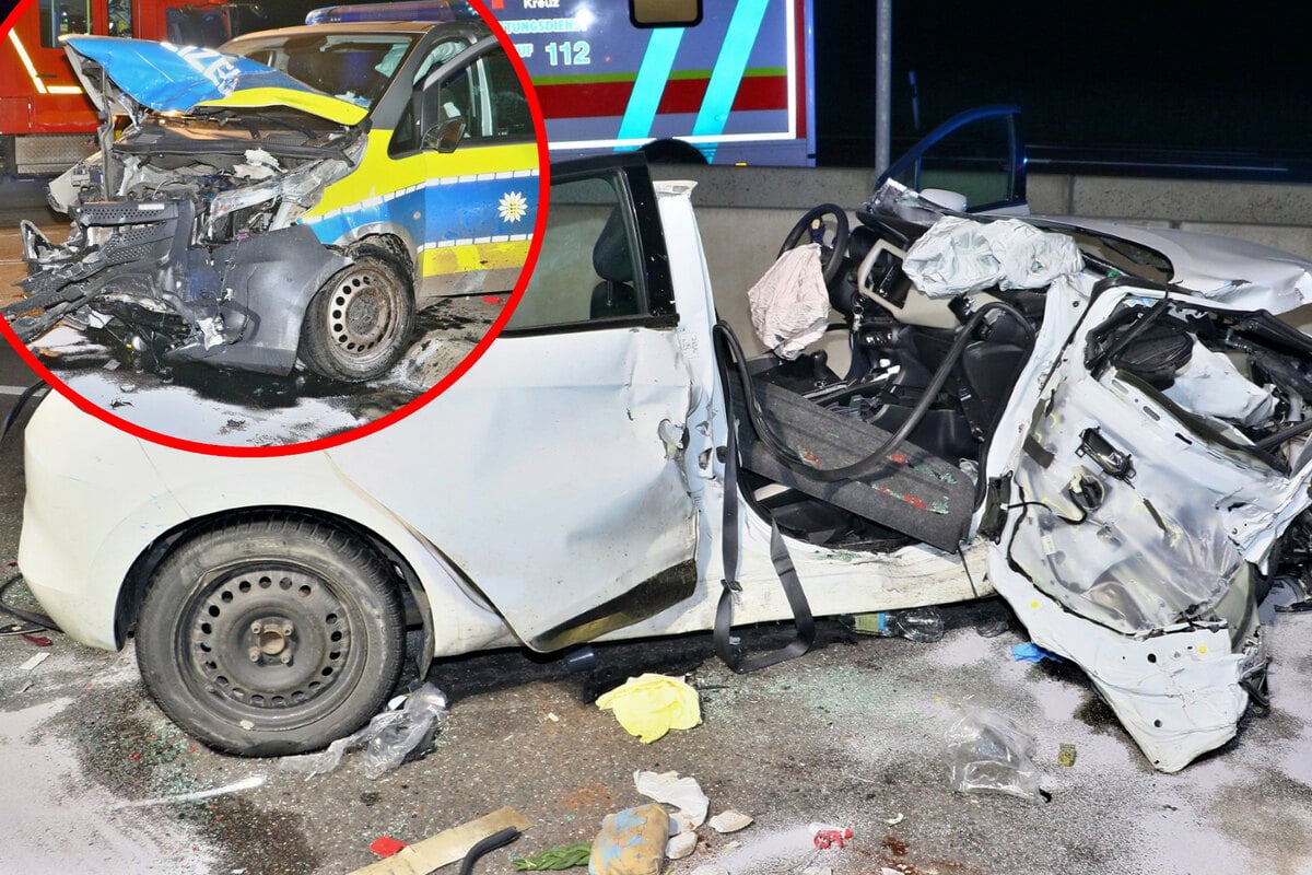 Polizeiwagen prallt im Einsatz gegen Nissan - fünf schwer Verletzte