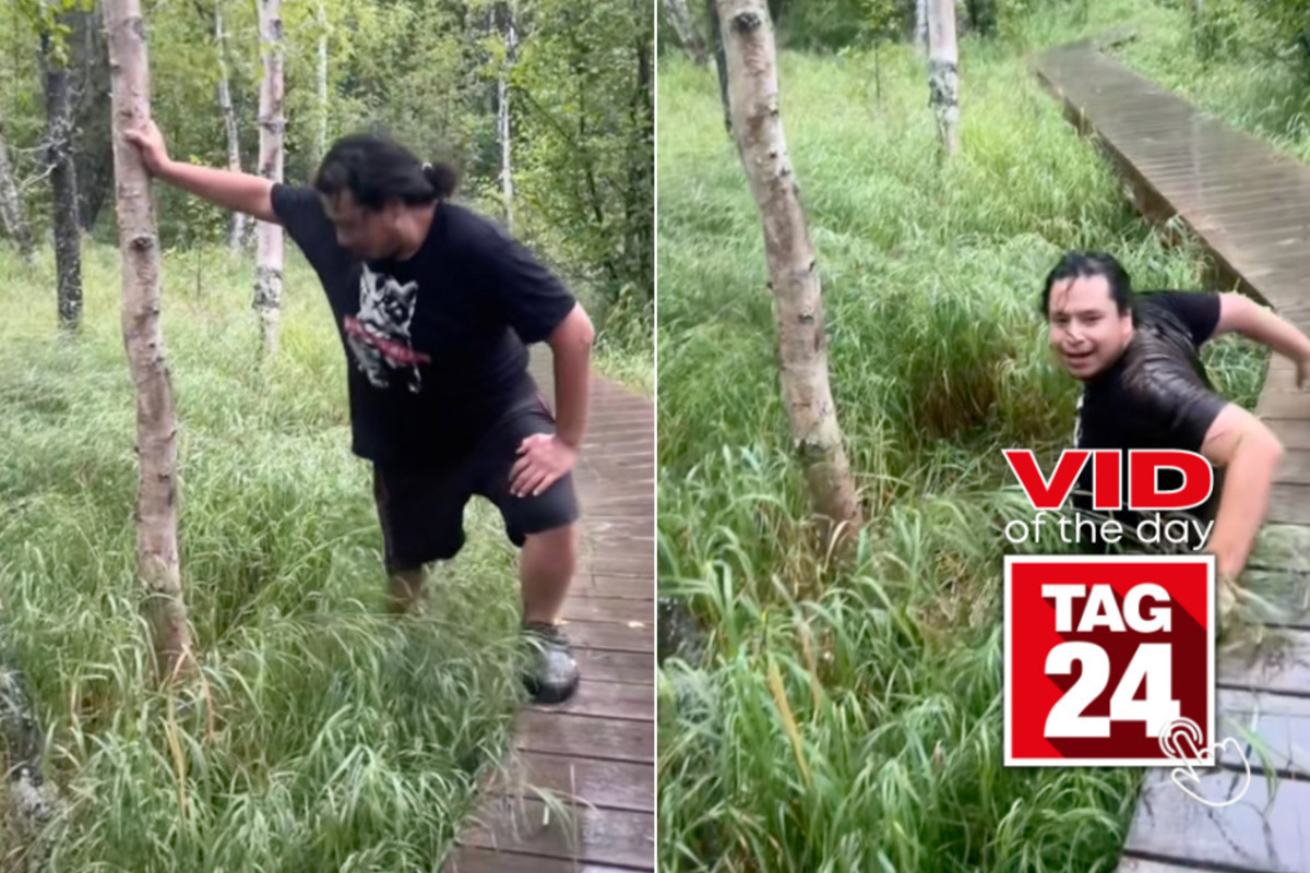 Viral Video of the Day for August 13, 2024 Man falls in swamp trying