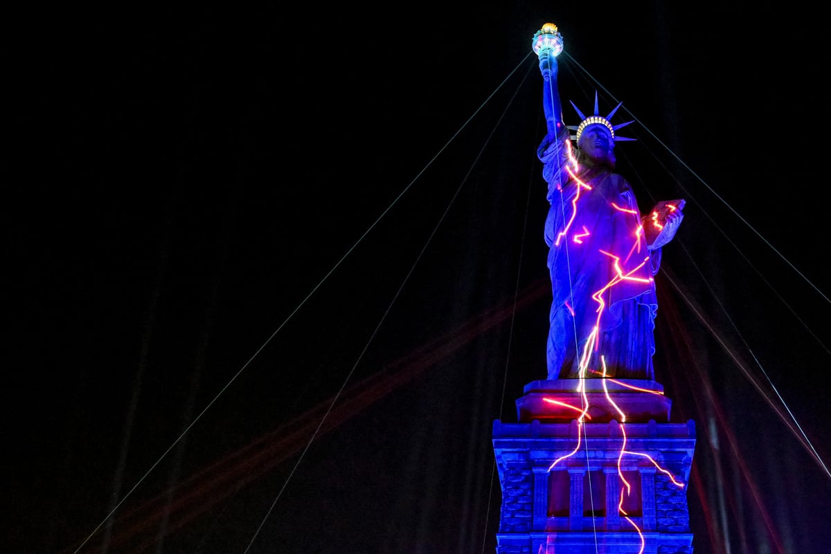 Statue of Liberty gets dazzling techno makeover for America's 250th anniversary