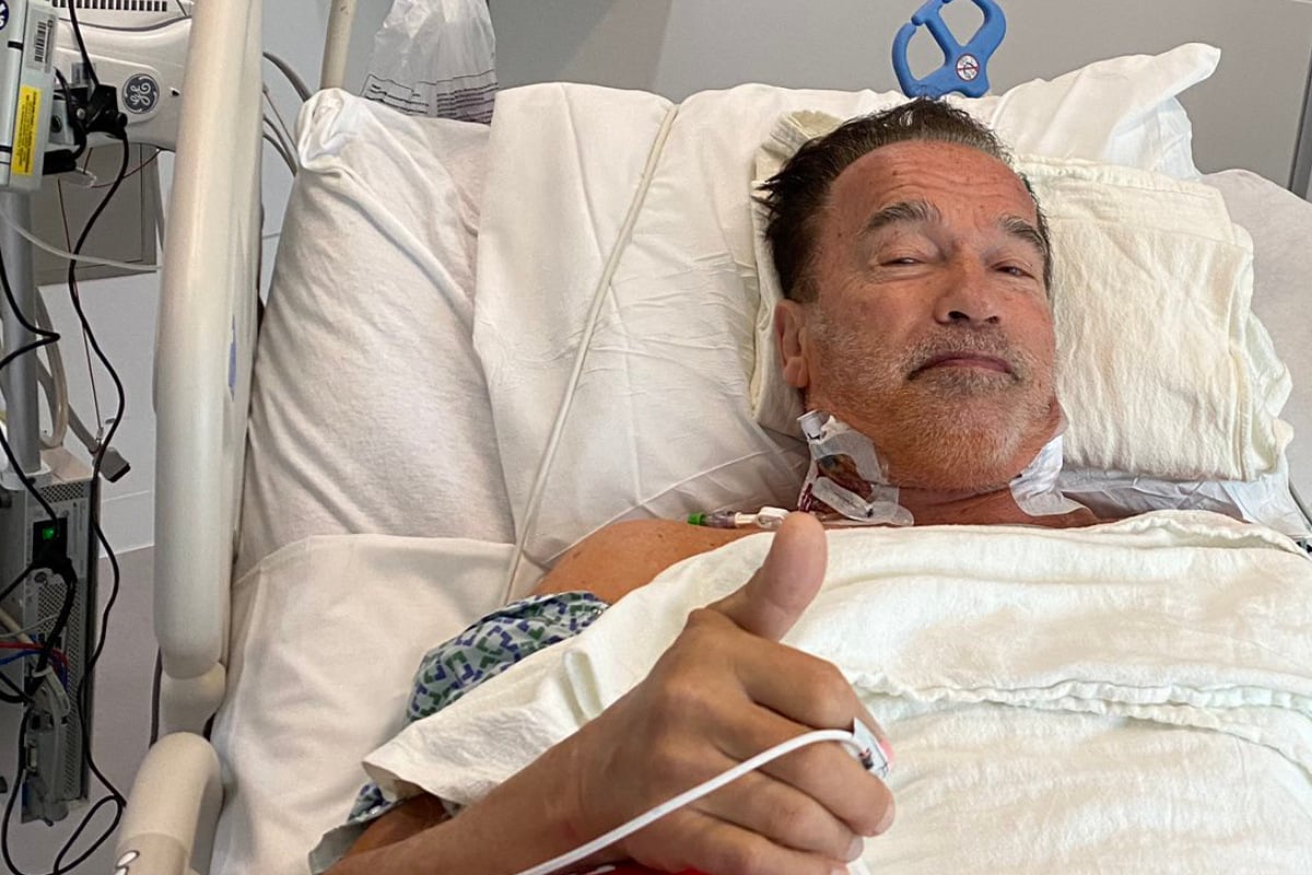 Arnold Schwarzenegger posts update from hospital after successful heart