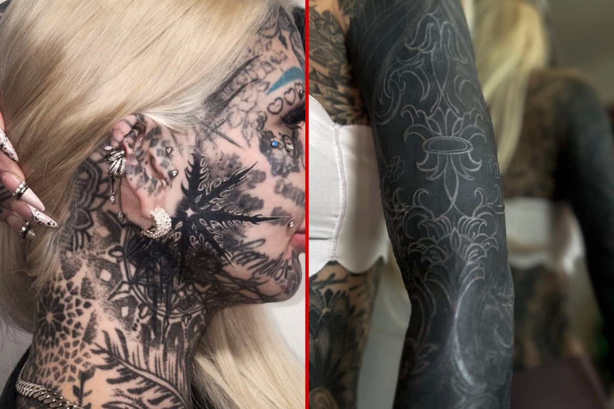 Tattoo-addicted adult star shows off latest radical body mods and ink