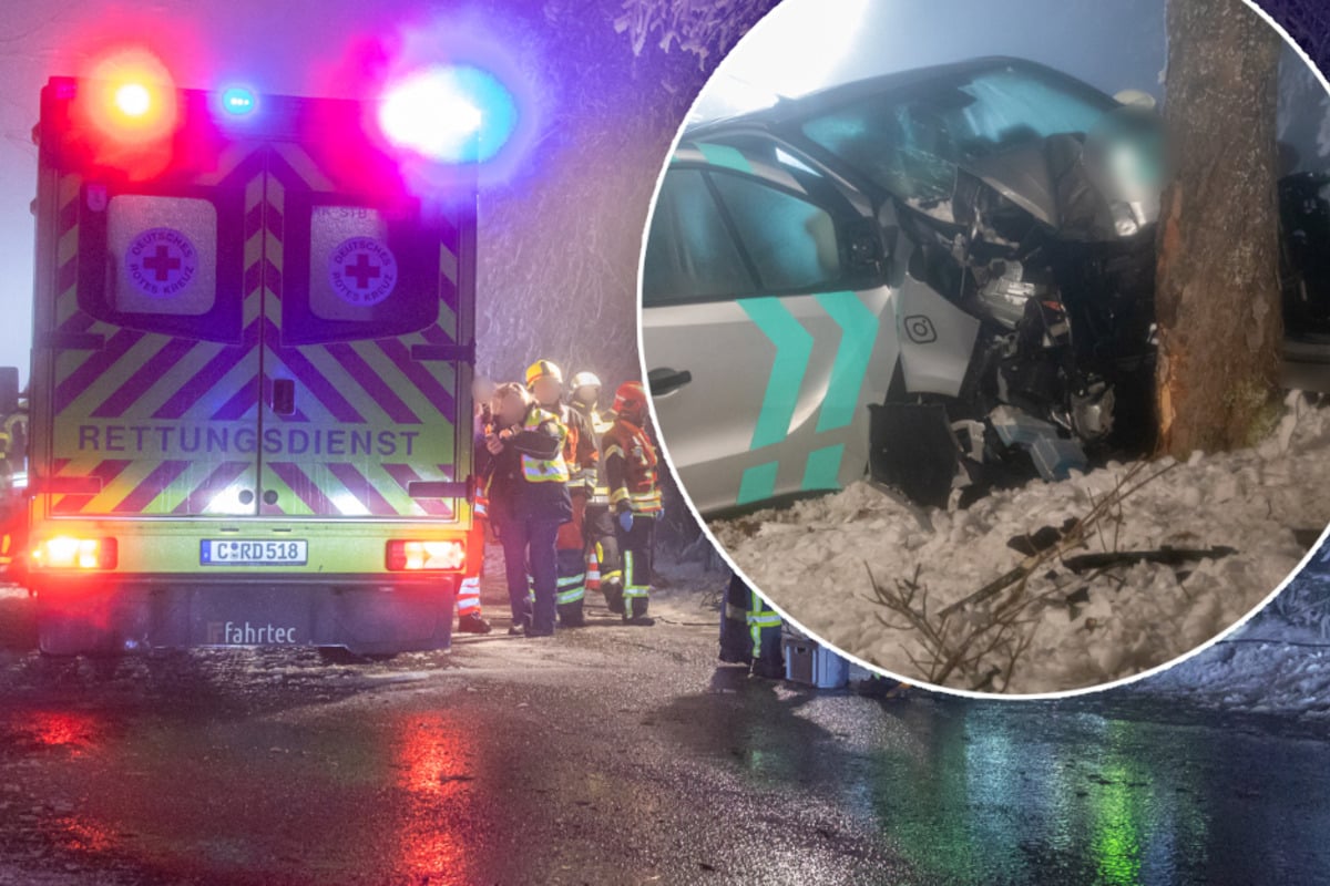 T-dlicher-Unfall-im-Erzgebirge-Kleinbus-knallt-gegen-Baum-eine-Person-stirbt