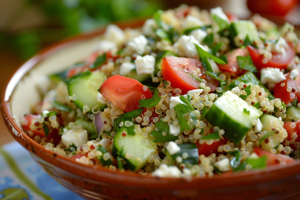 Rezept des Tages: Quinoa-Salat mit Feta, Tomaten und Gurken
