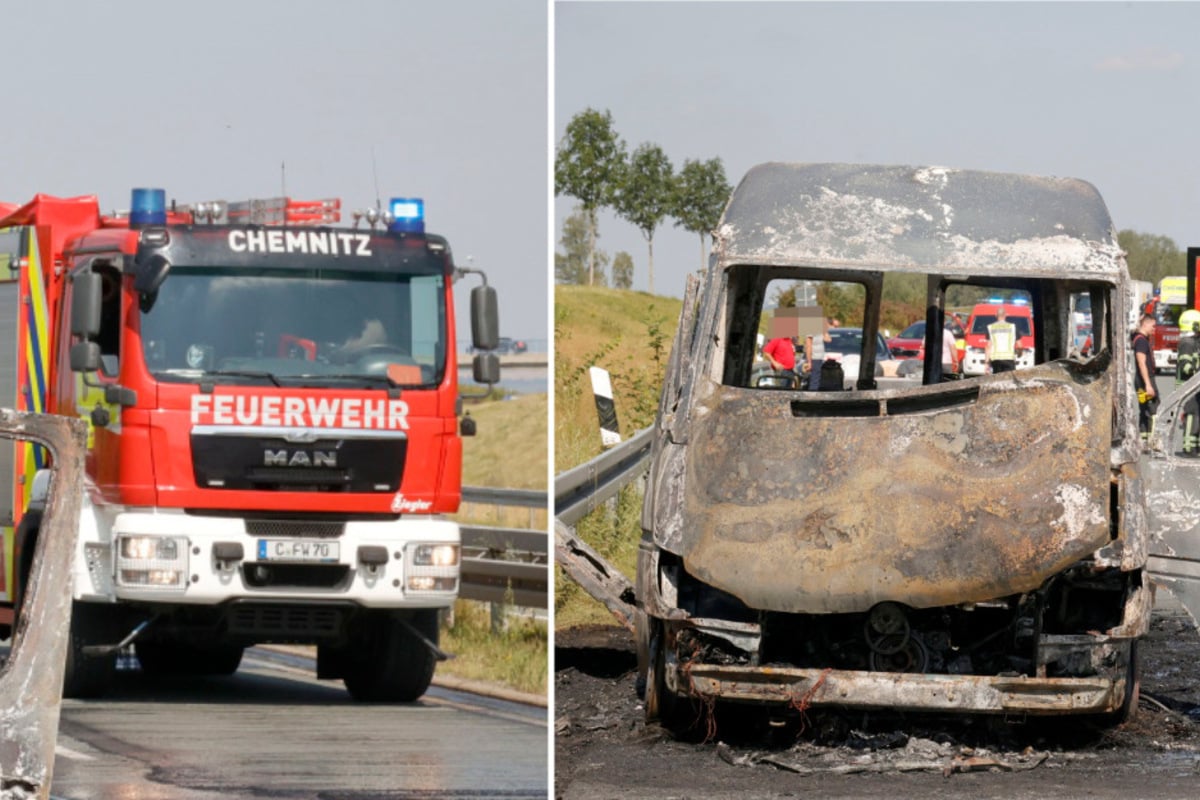 Transporter ausgebrannt: Bundesstraße voll gesperrt