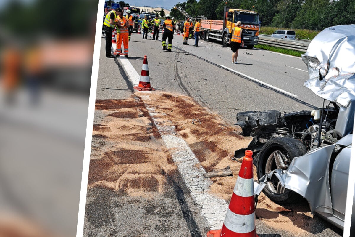 Unfall auf A96 bei München: Mercedes kracht in Baustellen-Laster