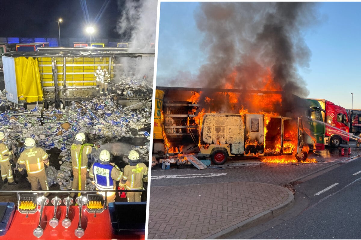 Flammen-Chaos-auf-Rastplatz-L-schwasser-gefriert-zu-Eisfl-che