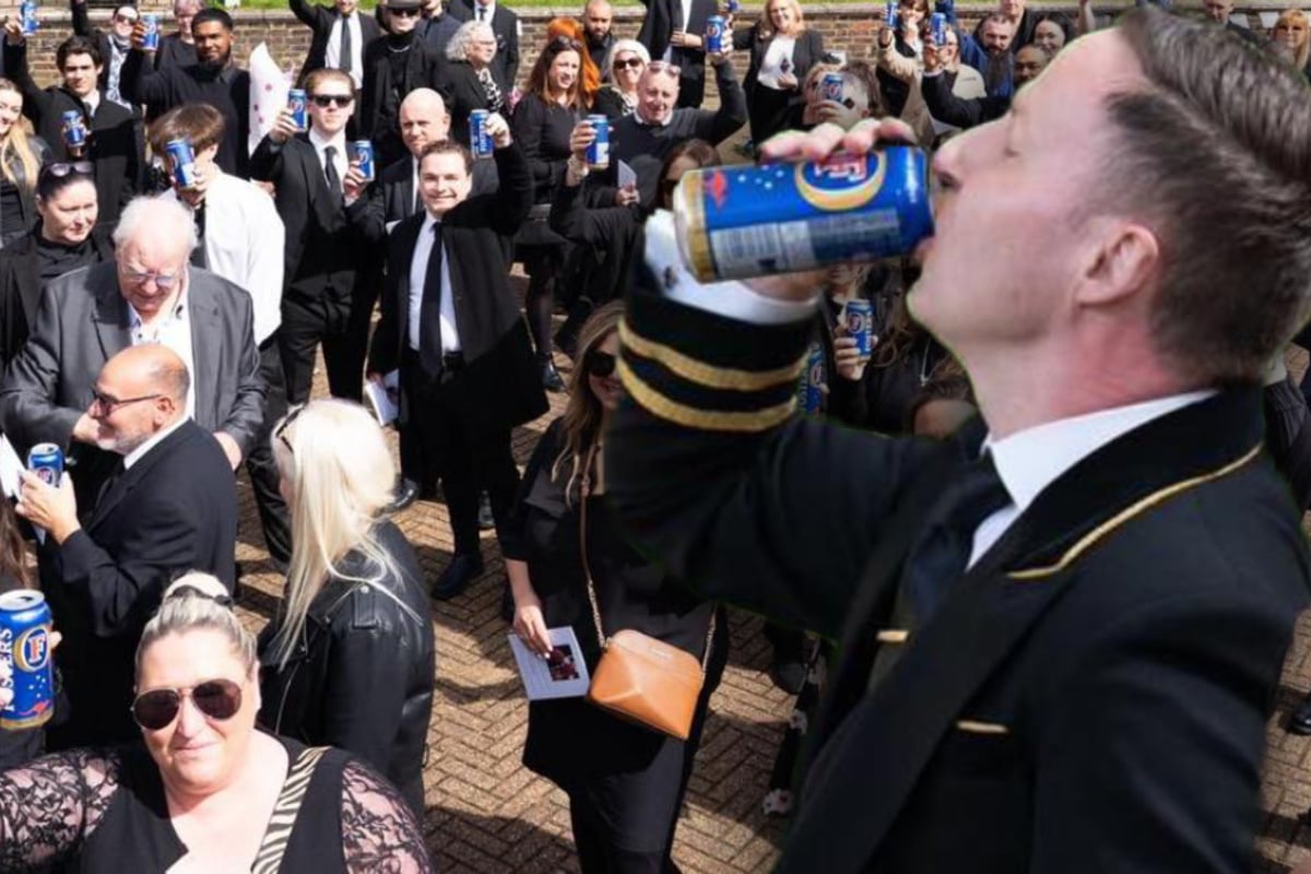 Bier-Beerdigung: Auf einmal öffnen alle Gäste eine Dose