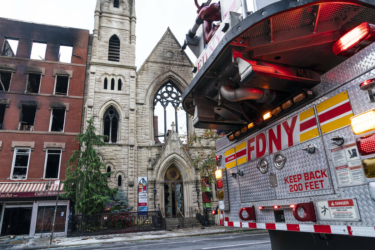 Historic New York church destroyed by raging fire