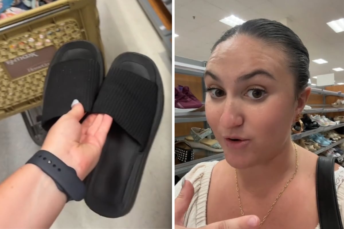 Frau probiert beim Shoppen Schuhe an - was ihr dann passiert, ist ihr schrecklich peinlich