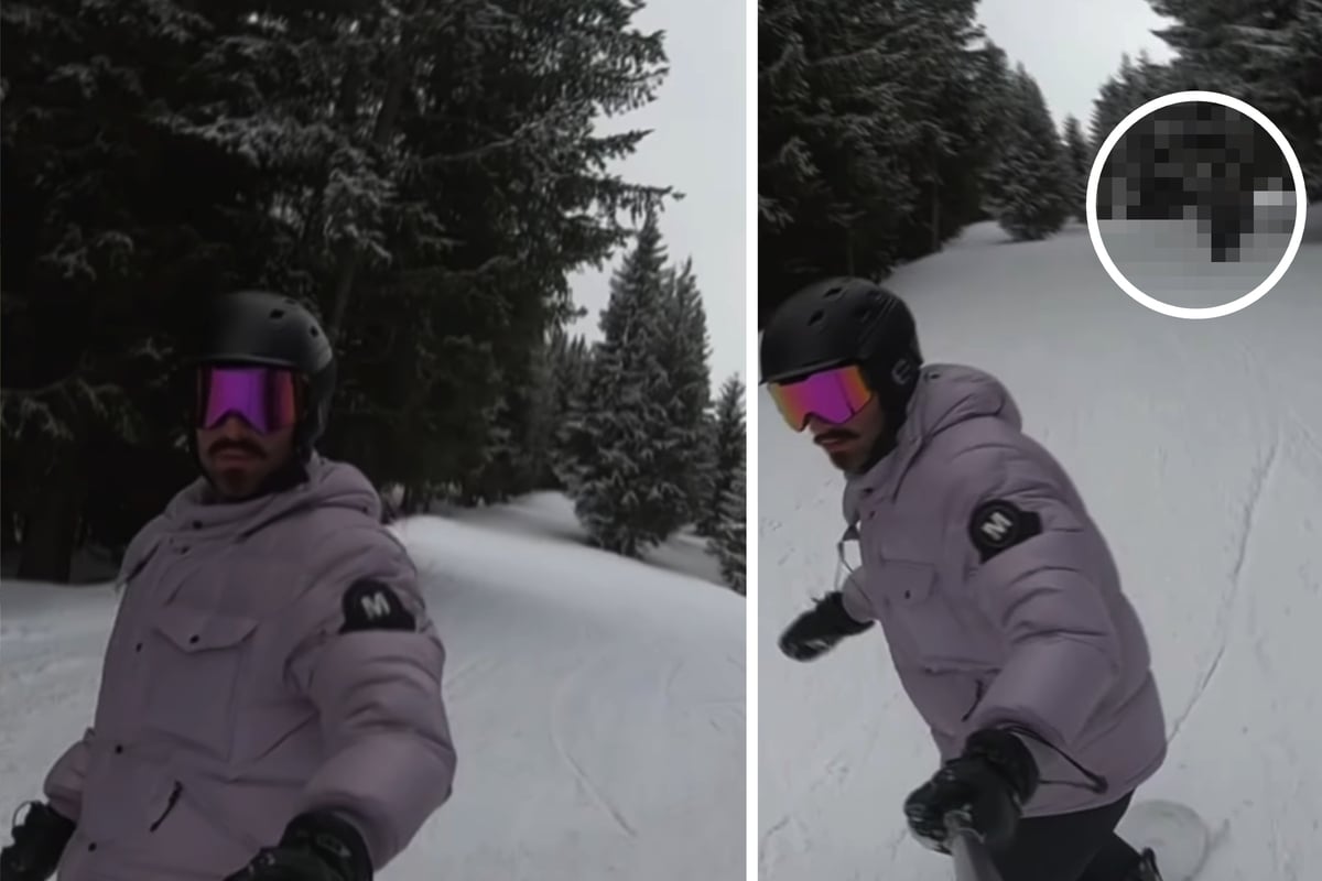 Man films himself snowboarding: When he looks at the video, he is shocked