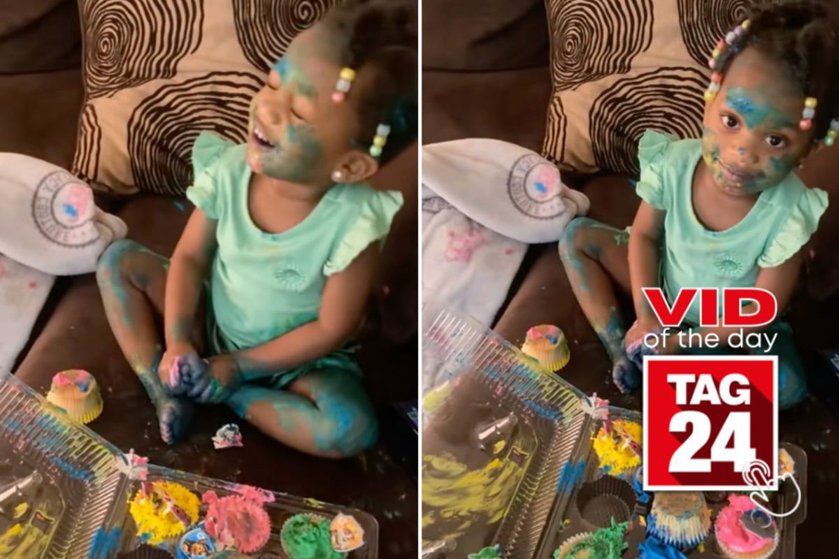 Viral Video of the Day for April 25, 2026: Toddler caught red-handed covered in icing without a single care!