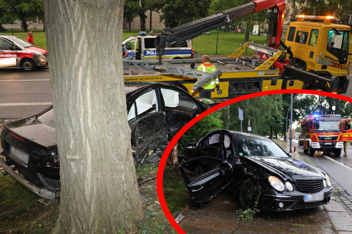 Unfall In Dresden Junger Amg Fahrer Verliert Auf Gerader Strecke Die Kontrolle Und Prallt Gegen Baum Tag24