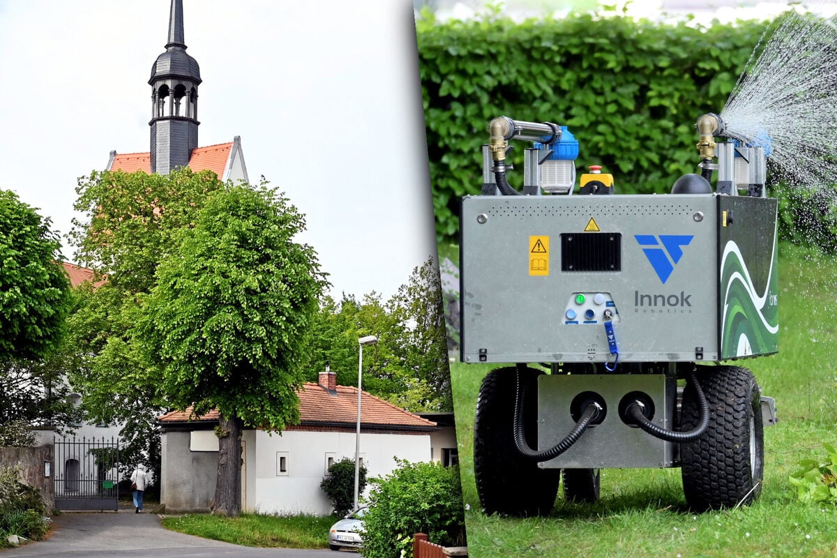 Auf diesem sächsischen Friedhof erledigt ein Roboter den Gärtner-Job