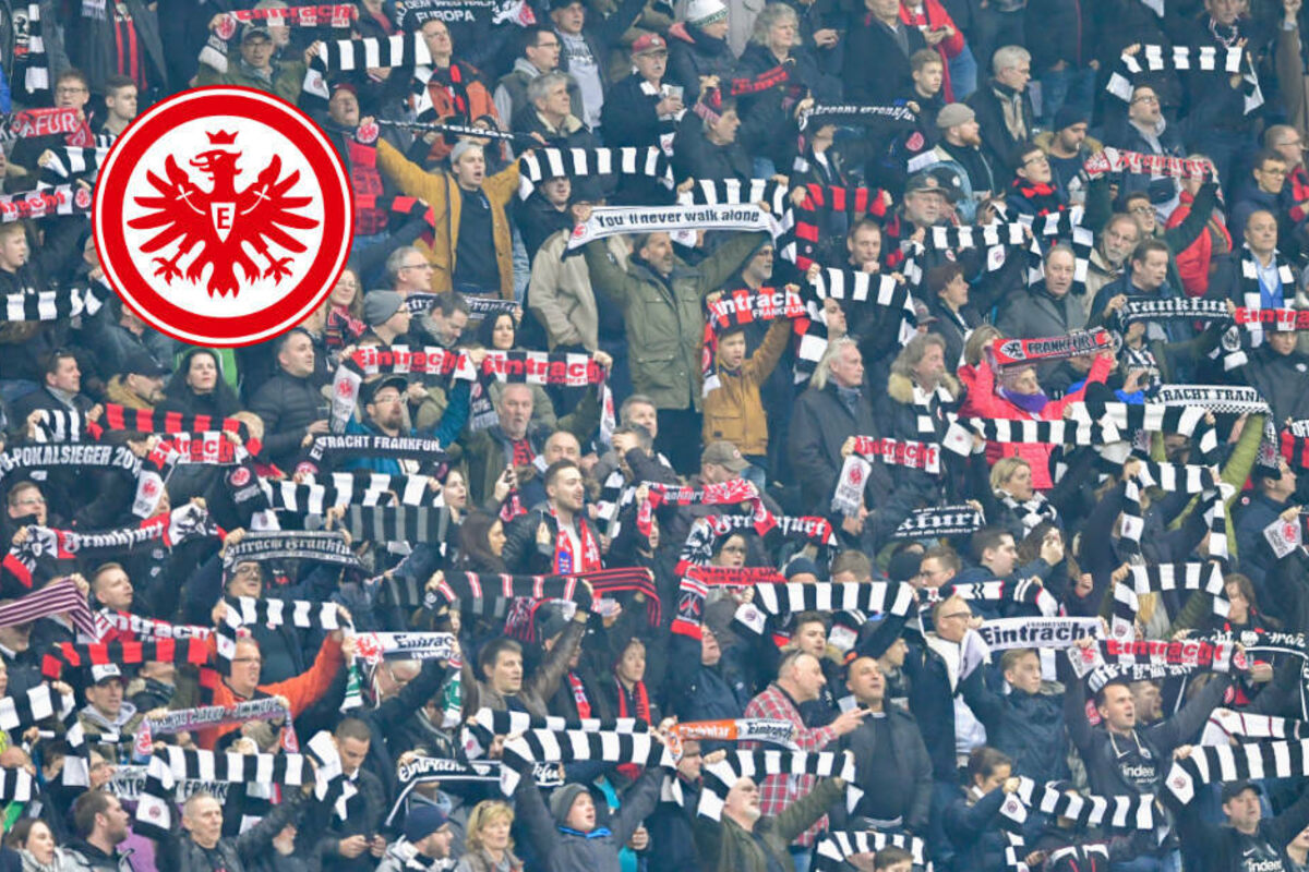 Fan-Gesänge der Fans von Eintracht Frankfurt im Stadion zu hören