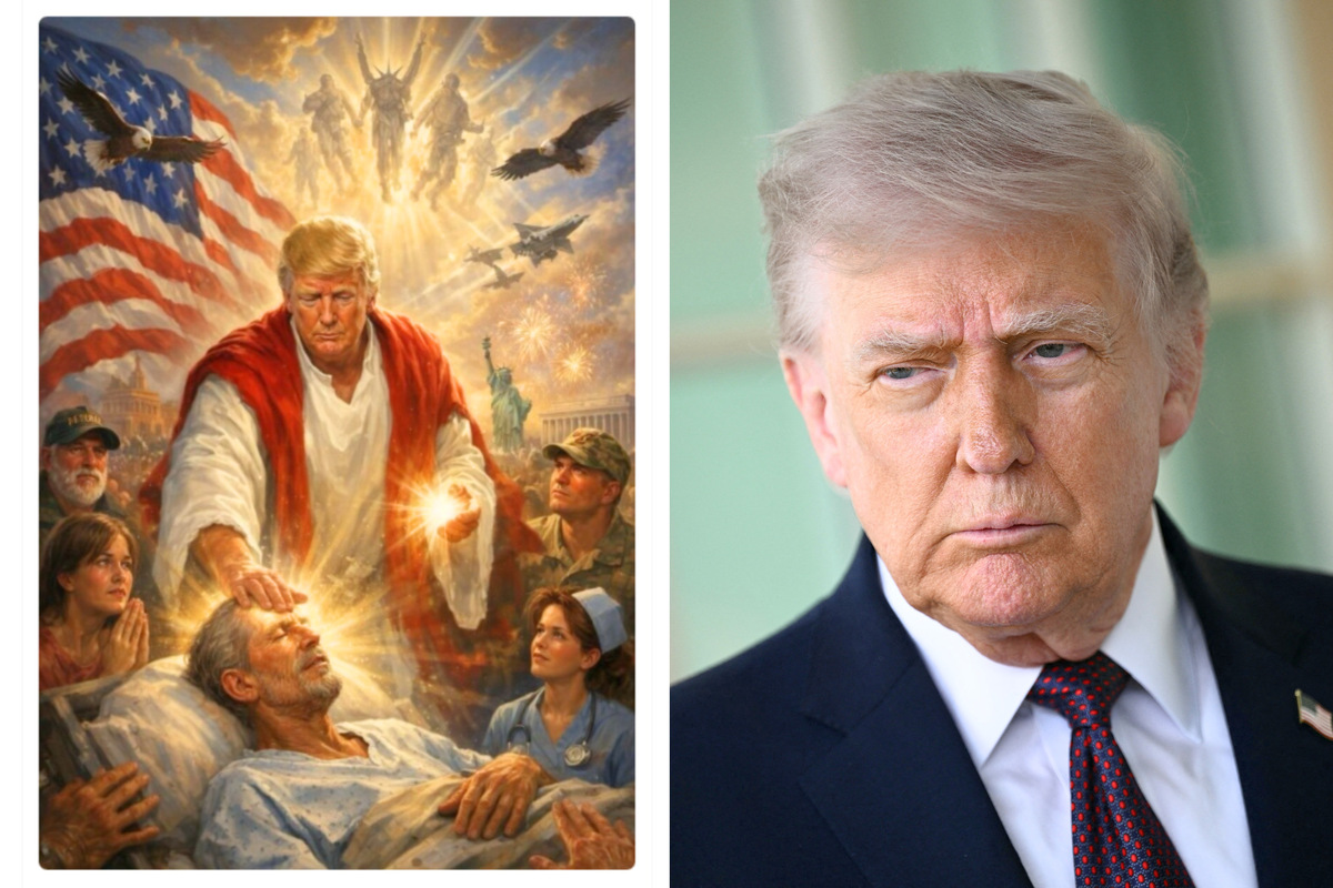 Trump gives baffling excuse for Truth Social post depicting himself as ...