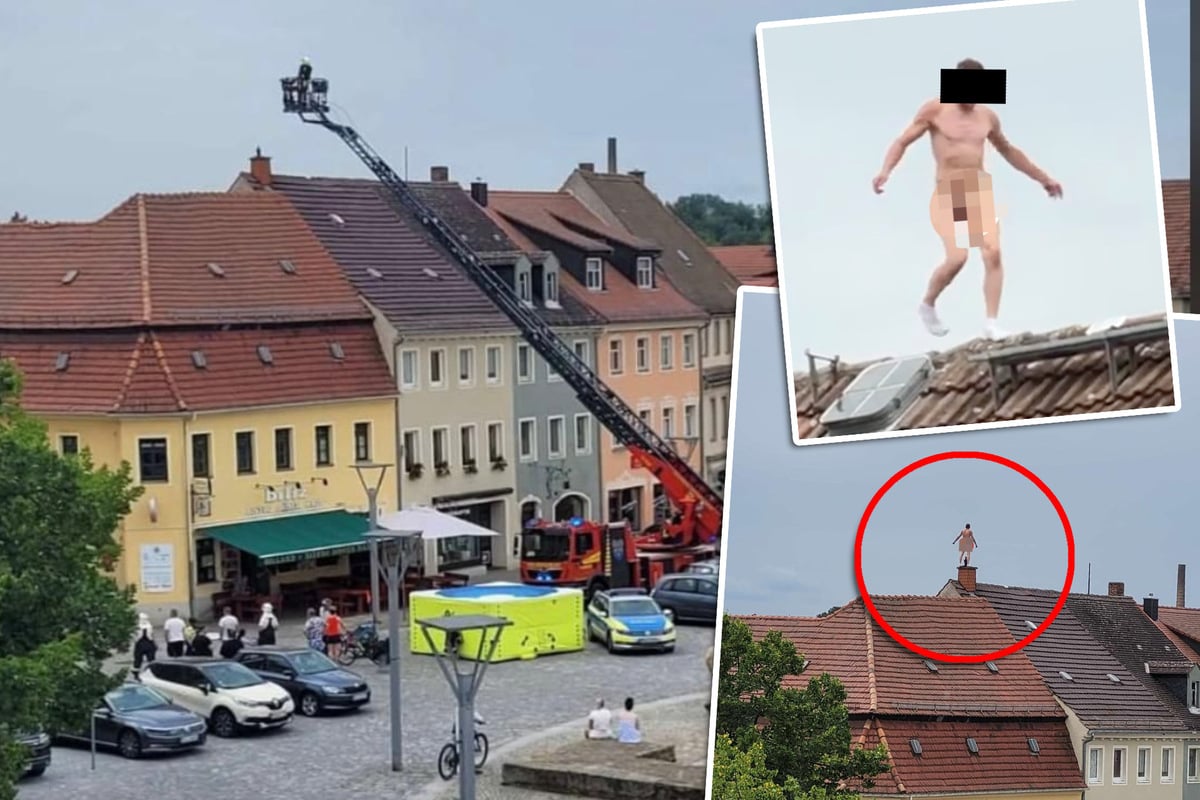 Großalarm! Nackter Mann turnt über Dächer im Stadtzentrum