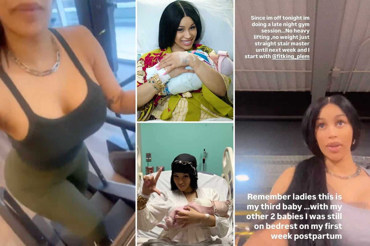 Cardi B fires back at fan criticism of "insane" postpartum workout regimen