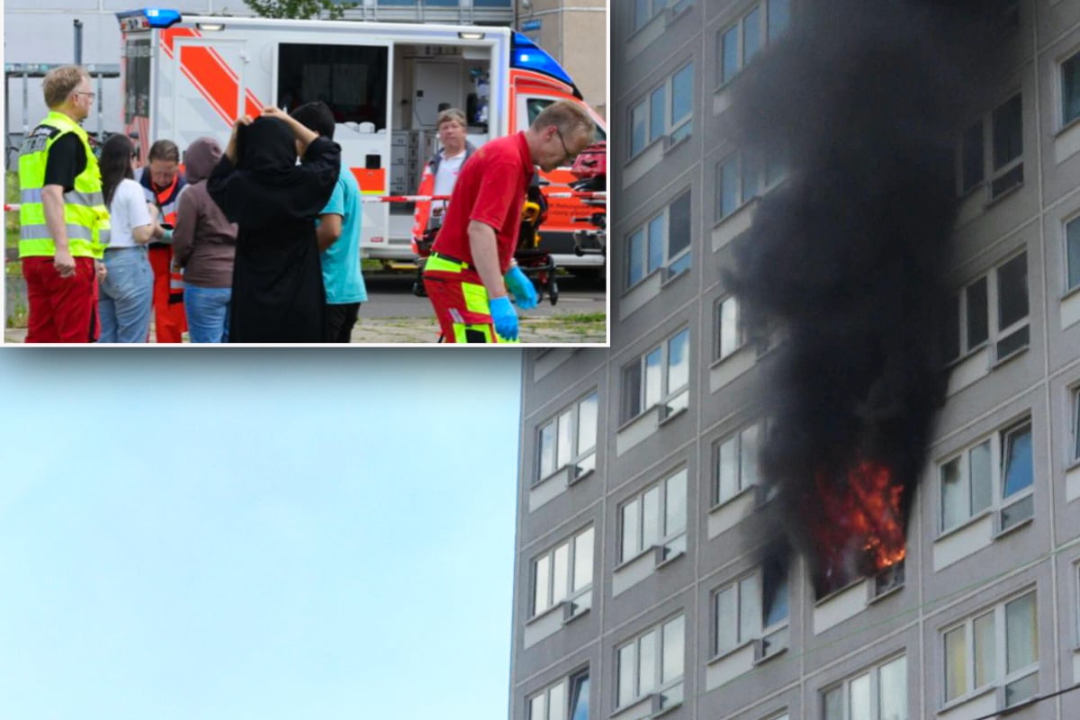 Flammen schießen aus Leipziger Hochhaus: Ein Todesopfer, 54 Verletzte