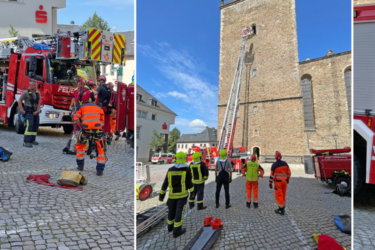 Höhenretter-Einsatz wegen medizinischem Notfall im Kirchturm