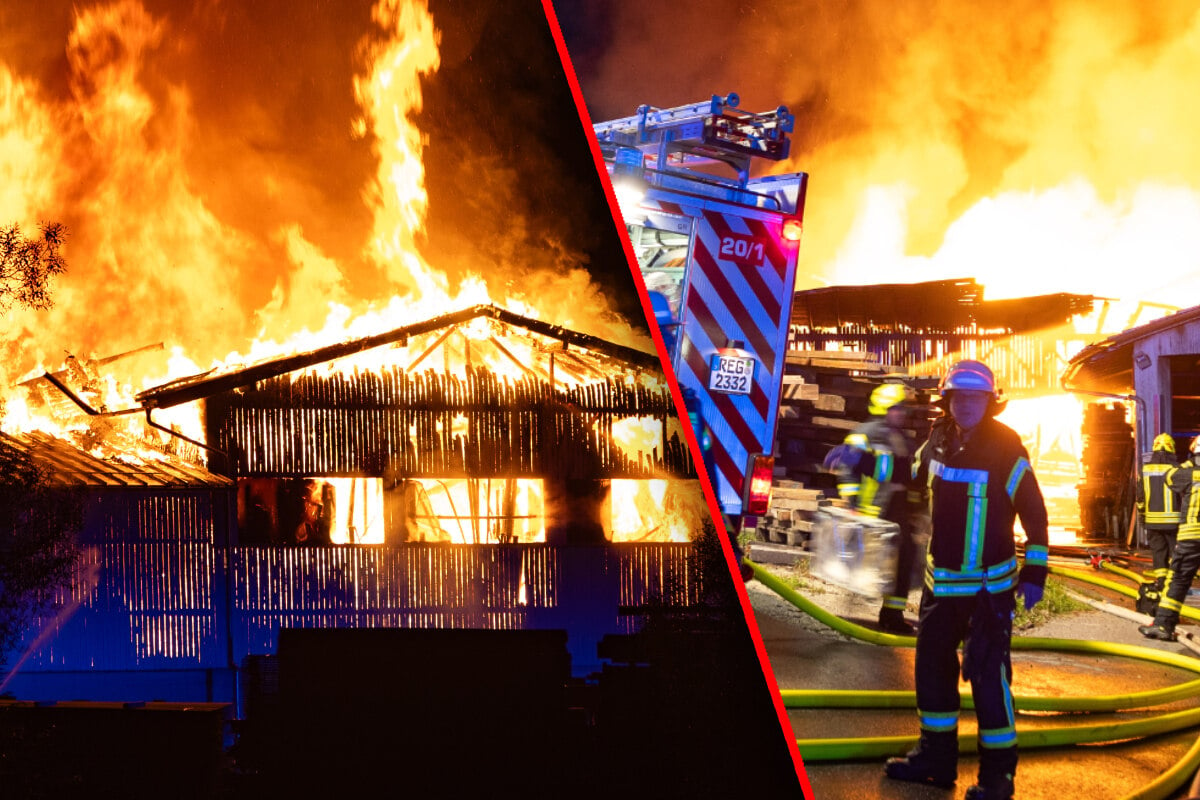 Sägewerk brennt lichterloh: Feuerwehrleute bei Inferno verletzt