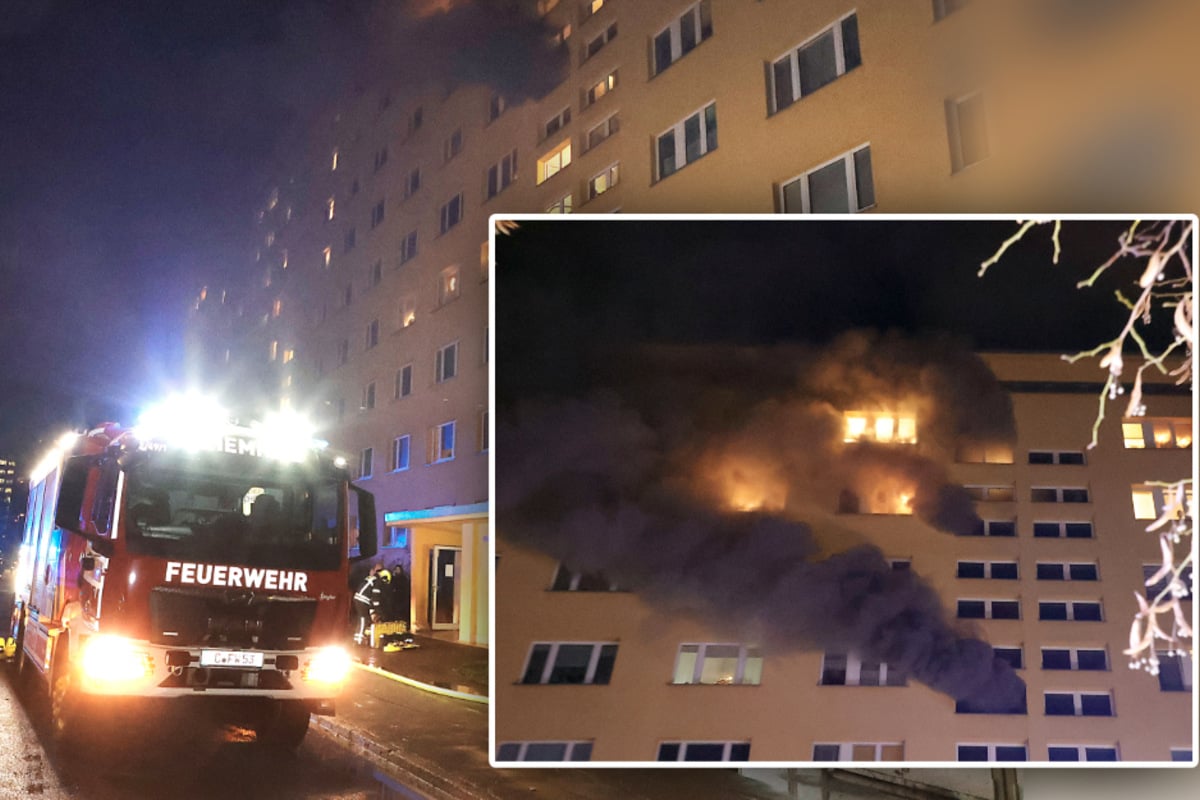 Heftiger Wohnungsbrand im Chemnitzer Zentrum: Bewohner evakuiert