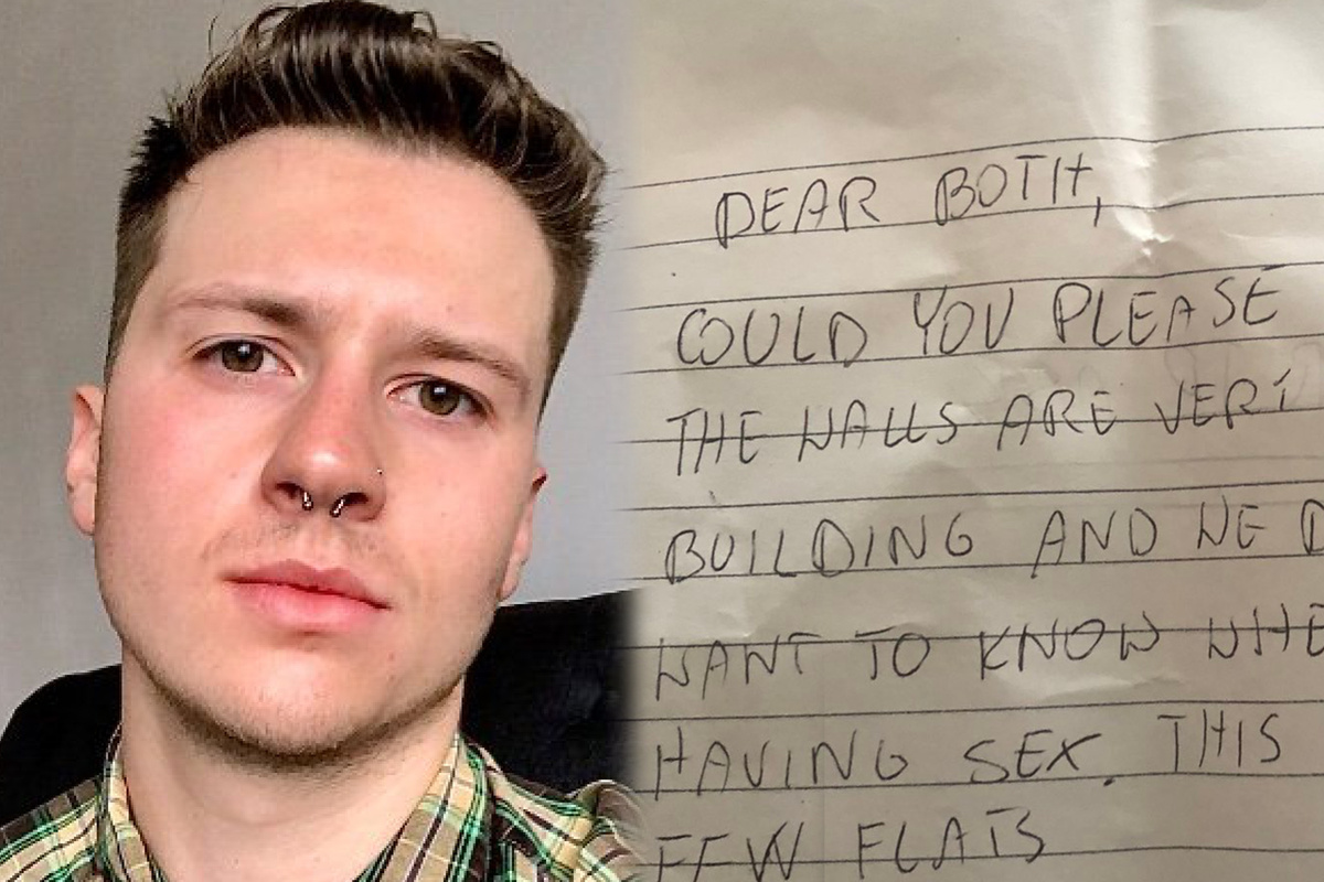 Man receives embarrassing letter from his neighbors because he has sex too loud