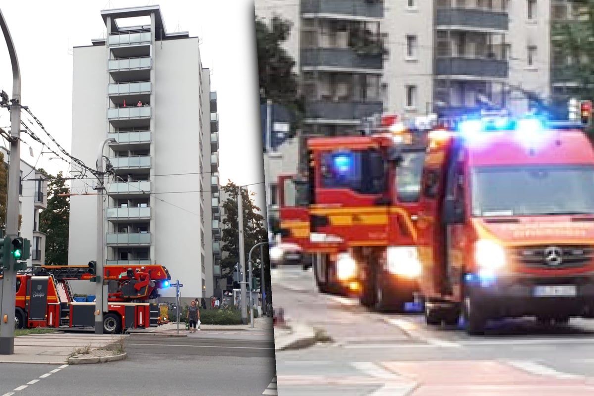 Feuerwehr-Einsatz an Hochhaus in Dresdner Innenstadt